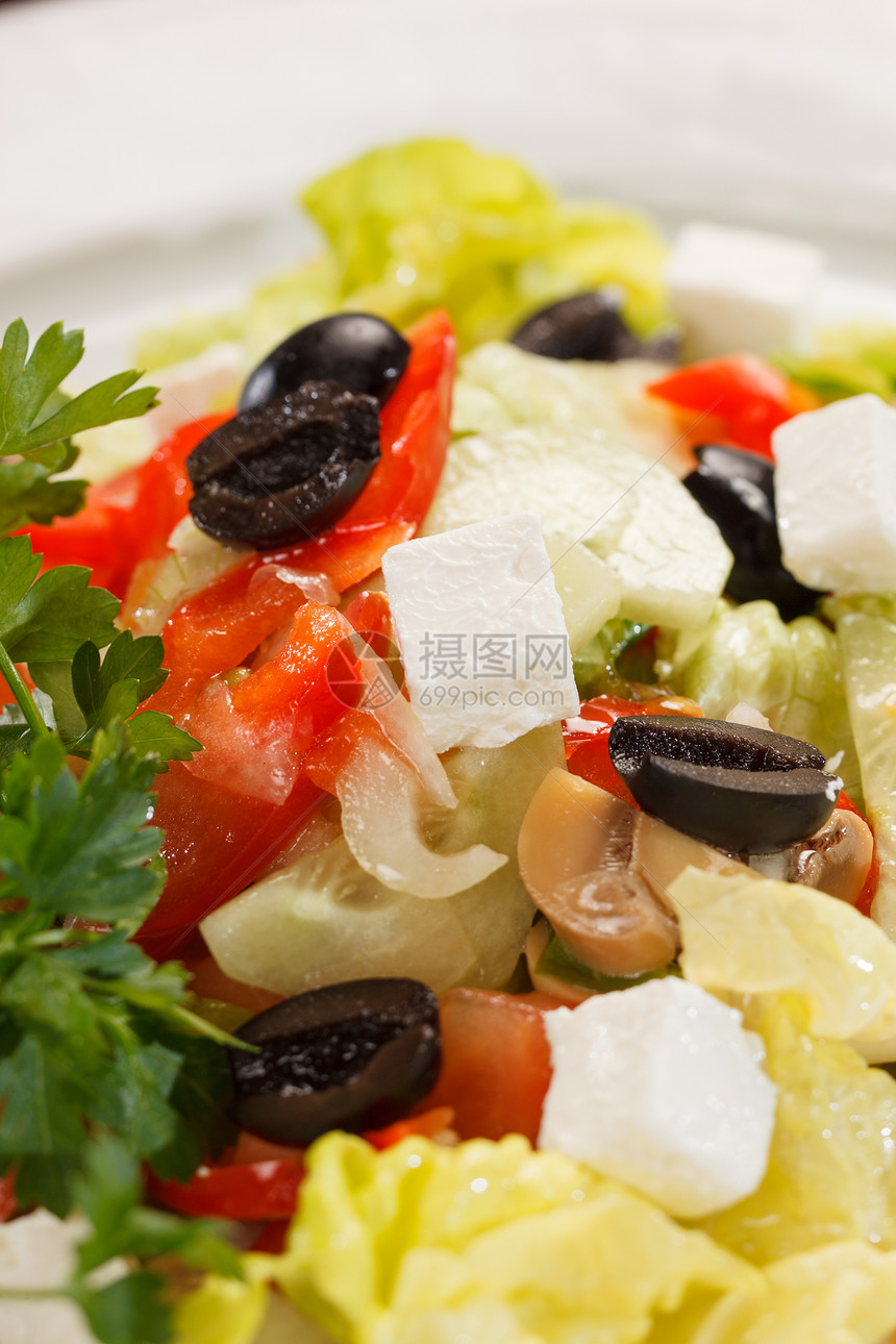 希腊沙拉食物维生素黄瓜绿色香菜洋葱胡椒美食图片