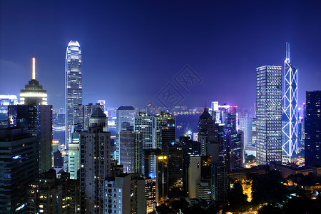香港夜景天空金融办公室天际地标建筑市中心城市景观风景现代的高清图片素材