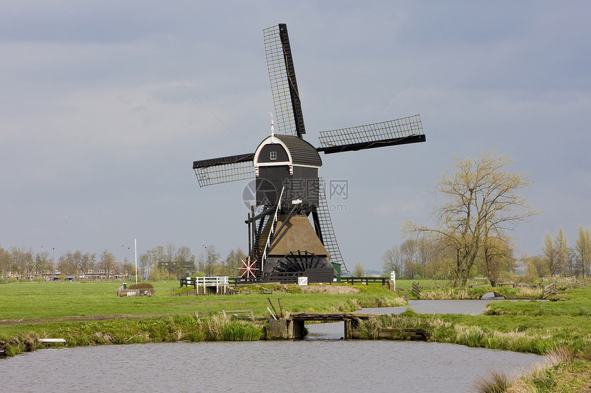 荷兰Steefkerk附近的风车运河外观世界建筑学位置旅行图片