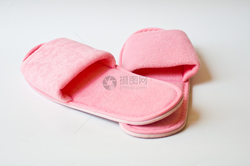 粉色拖鞋鞋类家庭纺织品材料时尚白色图片