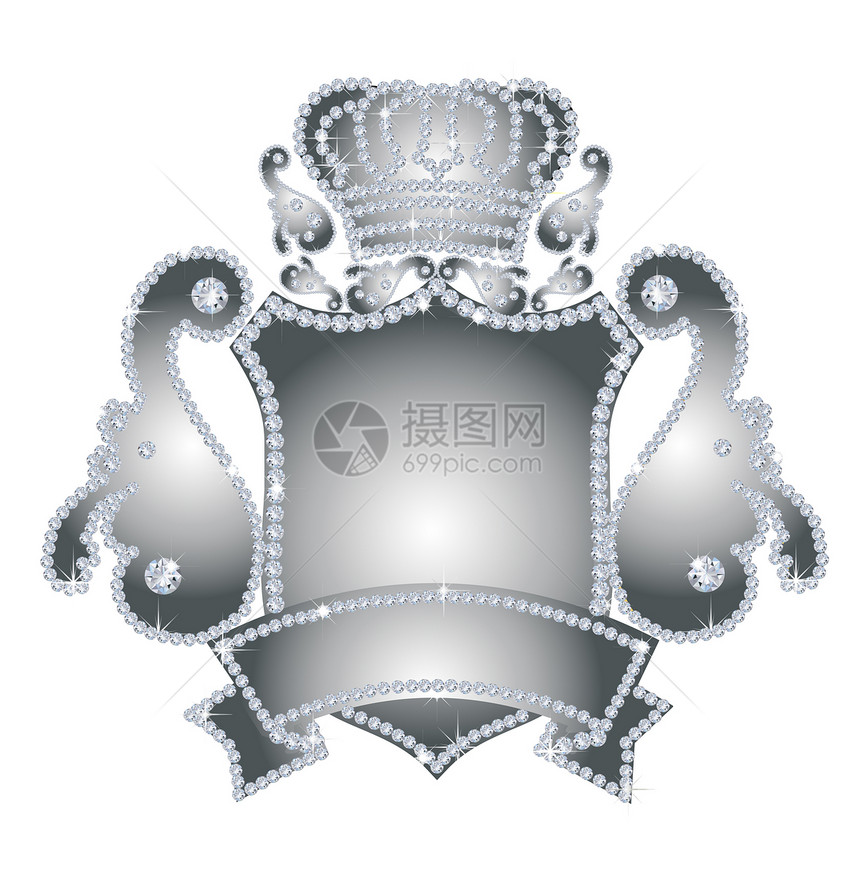 钻石金顶珠宝标牌插图传统孔罩宝石纹章贵族版税波峰图片