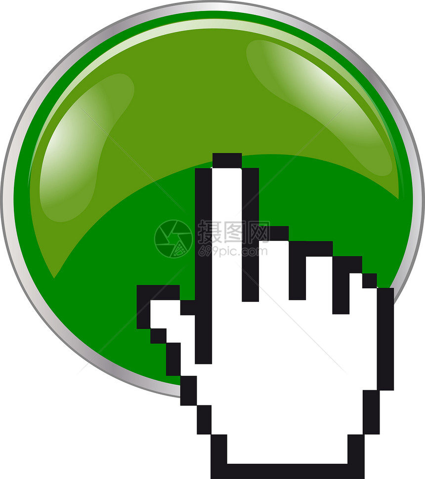 3D 按钮鼠标指针绿色老鼠网站网络手指主页互联网食指圆圈图片