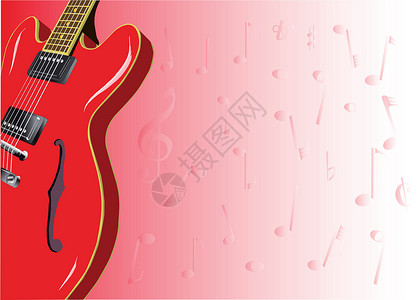 红吉他红色笔记电吉他蓝调心体固体音乐背景图片
