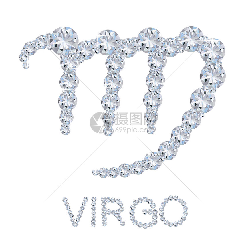 钻石ZodiacVirgo珠宝十二生肖八字宝石水晶反射图片