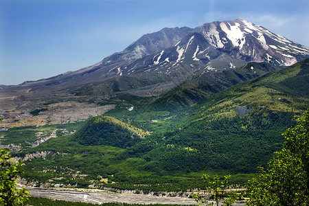 赫伦斯绿山河圣海伦斯国家公园洗刷花牌背景