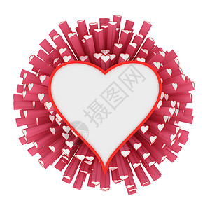 心脏设计框架粒子红色空白电脑白色粉色背景图片
