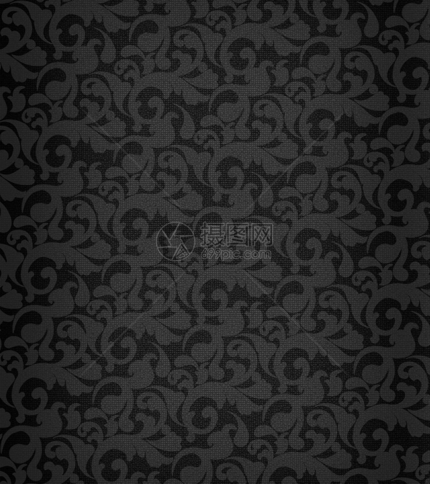 黑色背景植物装饰插图质感古董风格皇家地毯财富艺术图片
