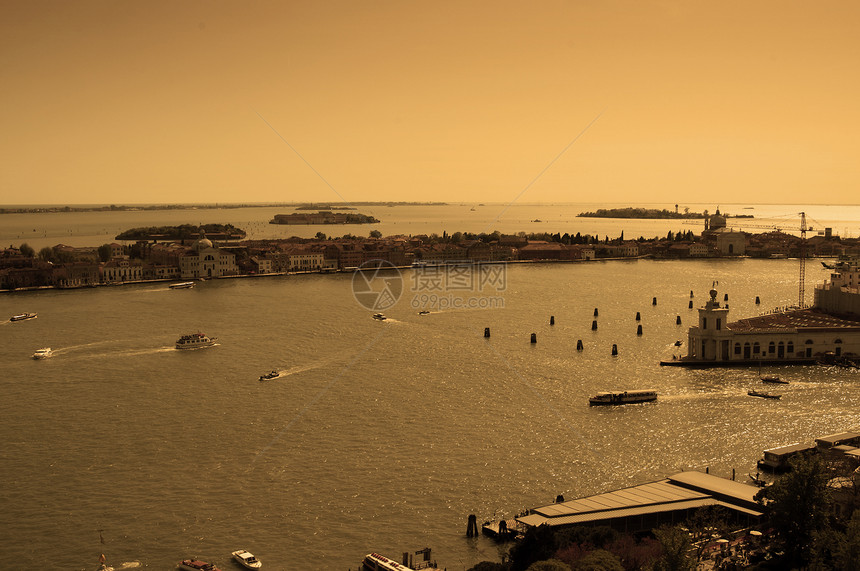 威尼斯市空中景象文化大教堂历史旅行地标建筑教会全景景观日落图片
