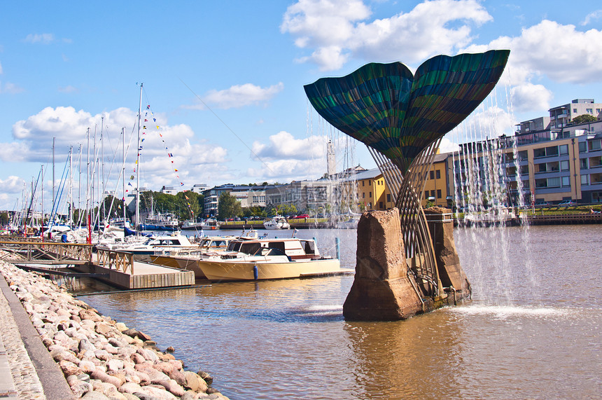 图尔库港游艇码头城市雕塑景观建筑喷泉纪念碑帆船长廊图片