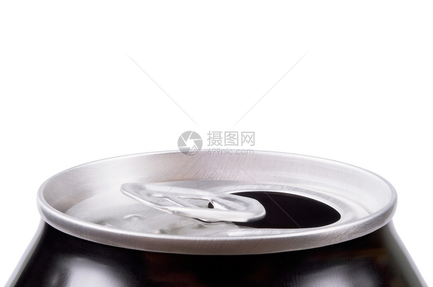 开放铝罐用于软饮料或啤酒酒精苏打饮料宏观罐装果汁回收金属戒指液体图片