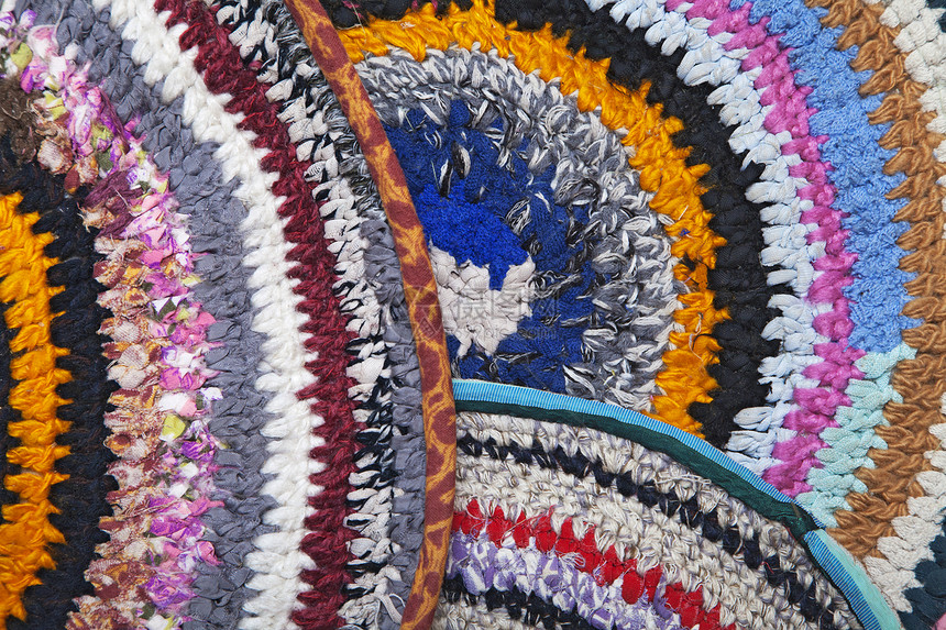 手工地毯条纹活力编织小地毯针织水平粉色材料螺旋手工业图片