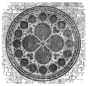 玫瑰圣母堂院长眼睛在林肯大教堂北耳堂的玫瑰窗蚀刻古董艺术建筑学打印雕刻窗户宗教英语历史插画