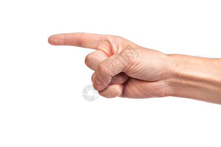 白背景上的人类食指指针白色数数成人数字手腕男性男人光标手势背景图片