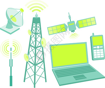 gps天线电信设备图标式电讯设备套件插画