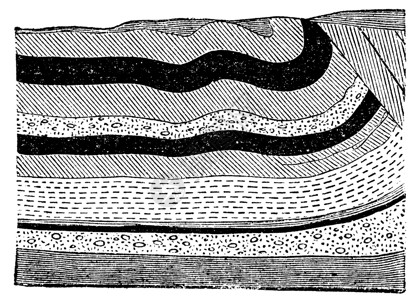 地层的煤层用煤床说明 古董活力插图雕刻资源艺术品生产力量萃取煤炭绘画插画