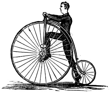 高惠勒或高轮自行车 老式雕刻运动古董艺术豪车骑士高轮艺术品车轮娱乐蚀刻插画