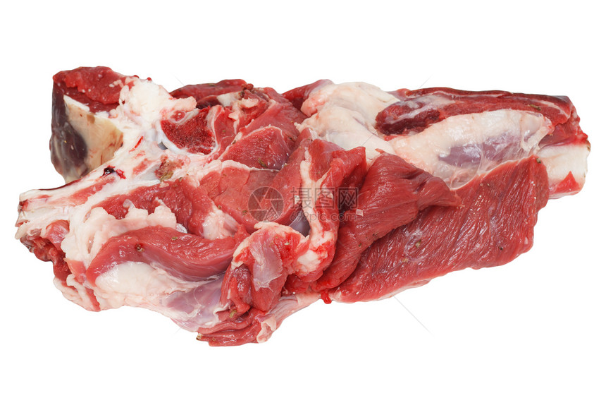白种背景的粗肉牛肉店铺红色饮食猪肉食物牛扒白色大部分腰部图片
