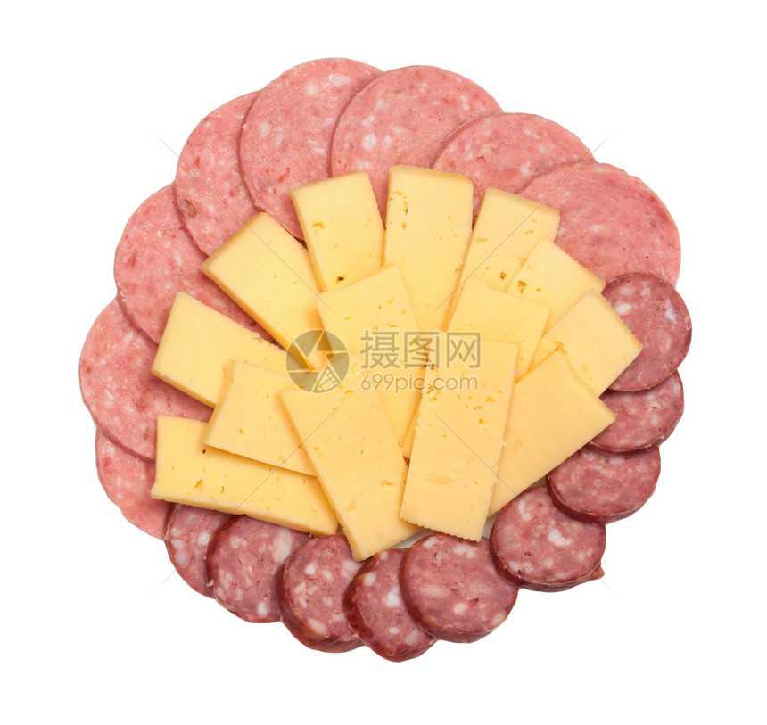 带奶酪的香肠白色猪肉火腿盘子食物饮食图片