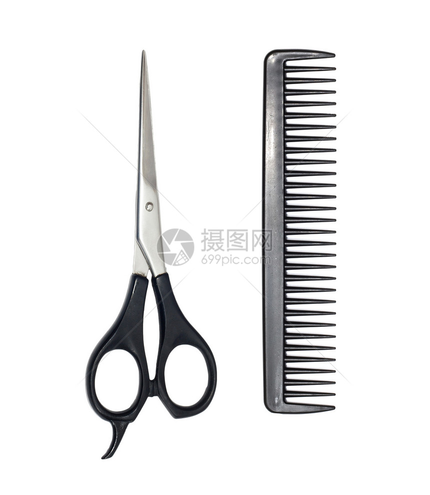 剪剪刀和梳子沙龙修剪工作塑料理发造型卫生造型师设计师刀刃图片