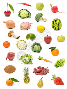 水果和蔬菜橙子饮食商业柠檬营养菠萝花园素食椰子西瓜西兰花高清图片素材