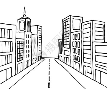卡通线城市背景图片