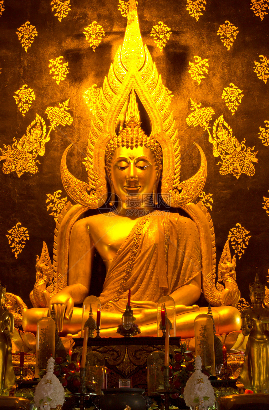 黄金布珠雕像艺术教会蓝色游客力量场景古董雕塑瑜伽金属图片
