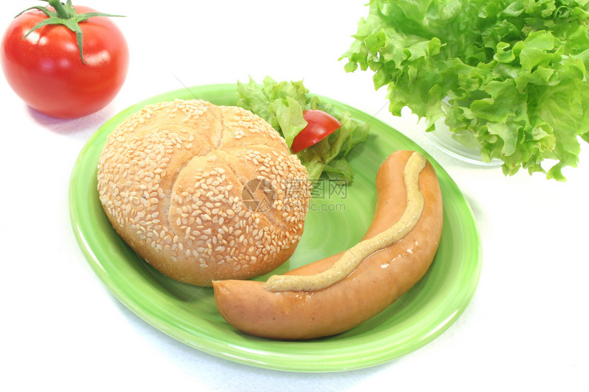 博克武尔斯特营养香菜面包膳食香肠食物沙拉图片