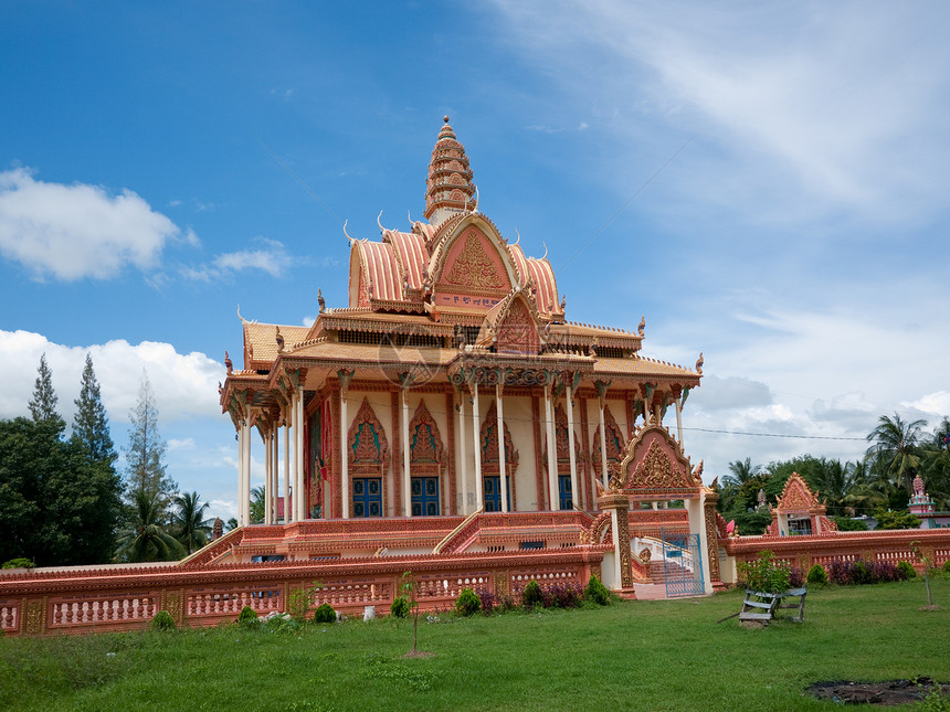 柬埔寨Sishophon的佛教寺庙宗教建筑建筑学文化高棉语佛教徒图片
