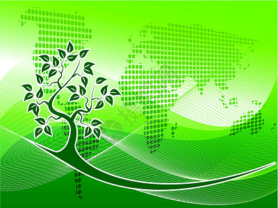绿树地球插图生态木头床单绿色植物背景图片