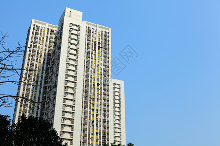 香港住房居住窗户建筑物住宅区天际晴天天空摩天大楼住宅民众人满为患高清图片素材