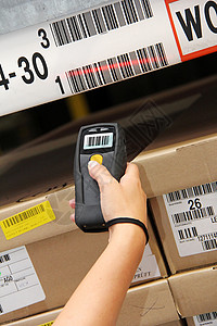 货物标签条码扫描仪仓库零售数字控制柜台托盘架子激光技术读者背景