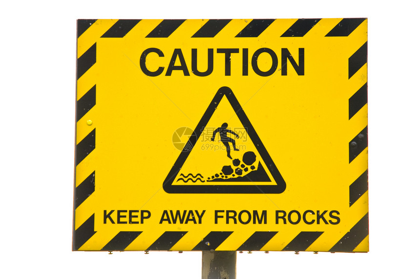 提示符号岩石黄色路标危险黑色图片