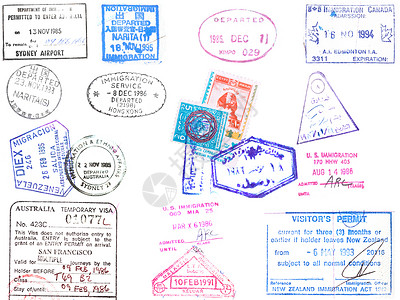 护照邮票和签证旅行墨水移民入口异国假期出口情调国家机场埃及高清图片素材