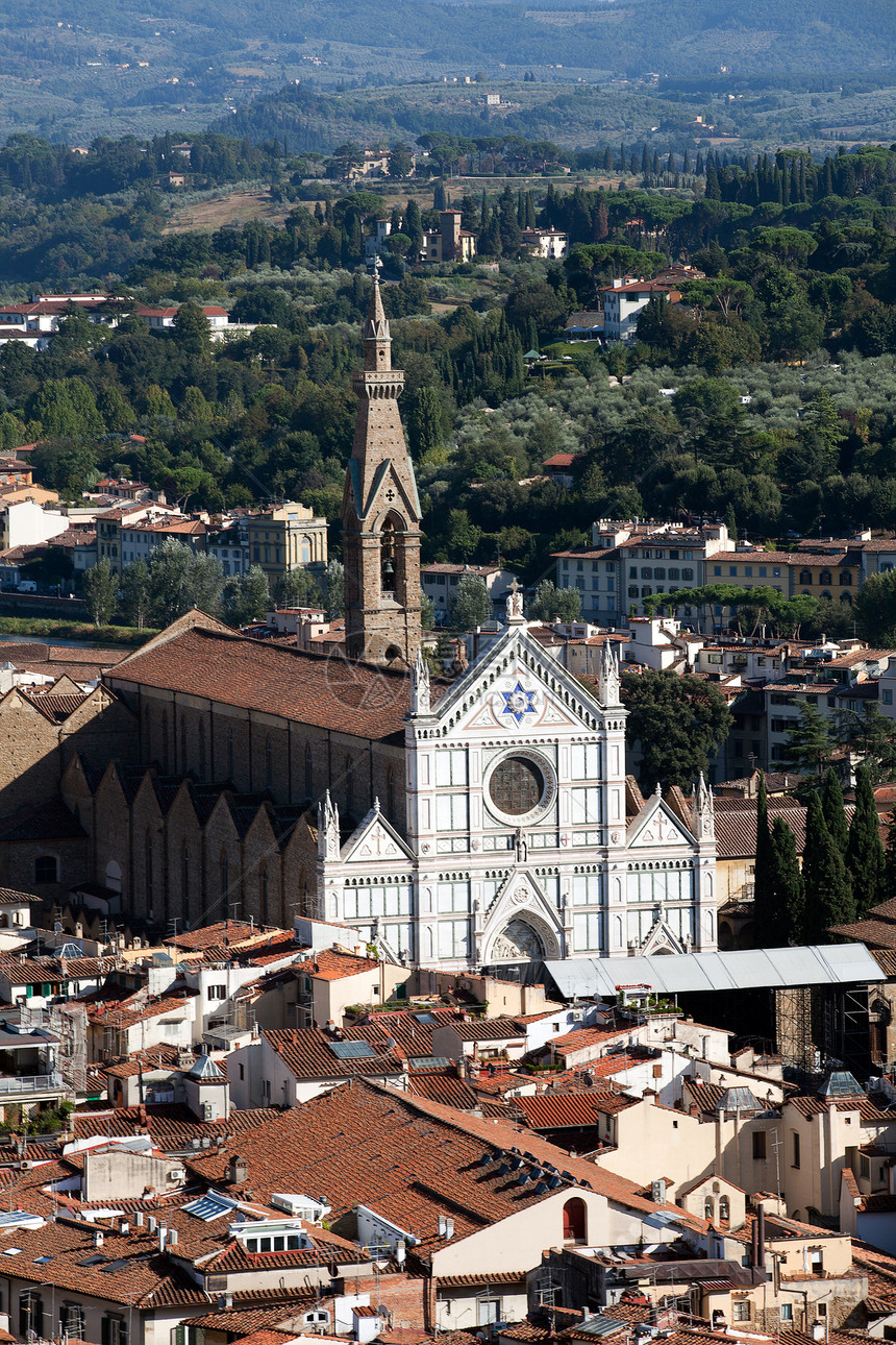佛罗伦萨 圣克鲁斯的风景建筑学场景天炉地标城市圆顶大教堂教会全景图片