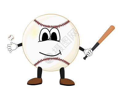 打发带球和蝙蝠的棒球插画