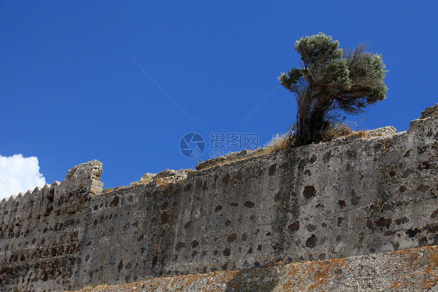 Antimachia村附近的威尼斯城堡的废墟古董场地骑士建筑石头建筑学天空图片