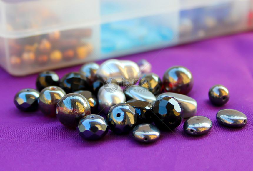 黑珠子珠饰工艺艺术积木塑料珍珠首饰建造串珠水平图片