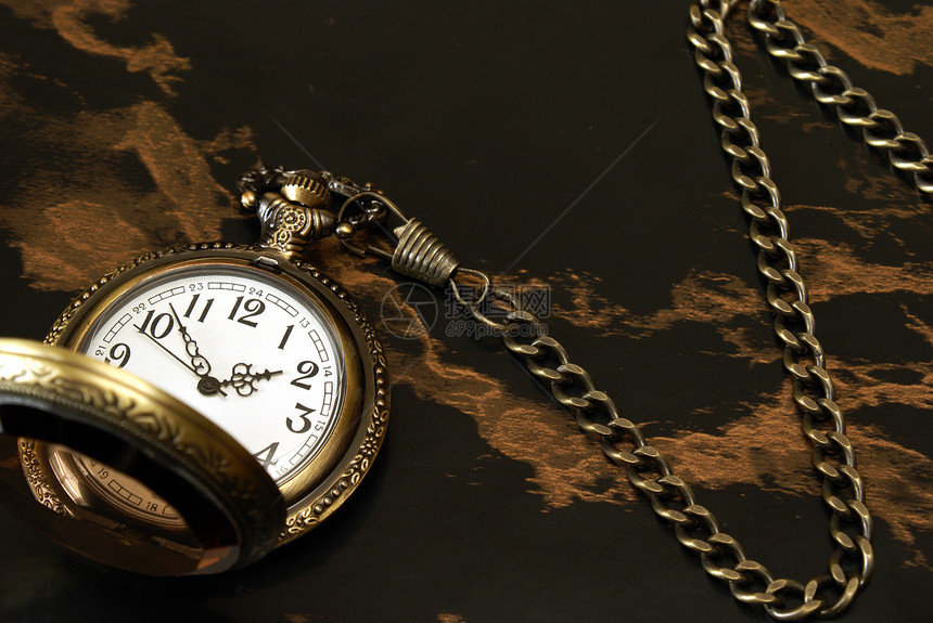 口袋监视器手表时间小时古董金子棕色钟表怀表大理石数字图片