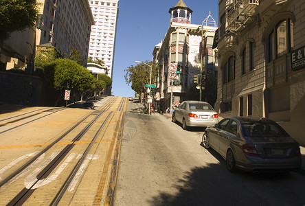 旧金山的Trolley铁轨背景图片