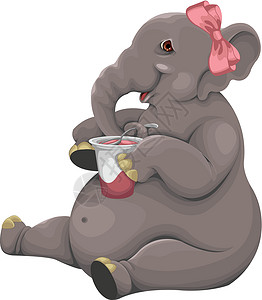 大象吃酸奶背景图片