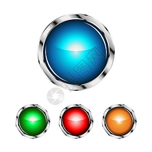 椭圆按钮光球球设计圆圈玻璃插图红色空白行星按钮蓝色设计图片
