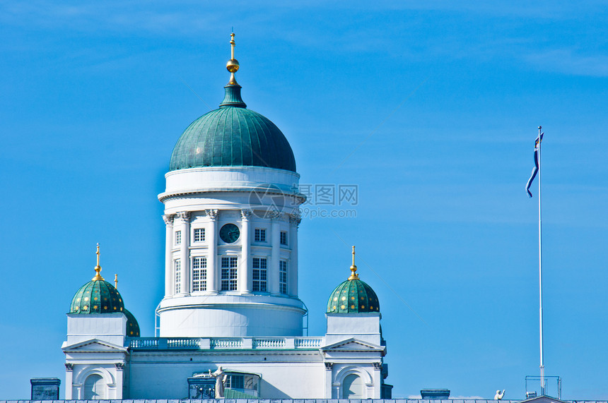 赫尔辛基大教堂城市建筑地标教会历史纪念碑首都宗教蓝色圆顶图片
