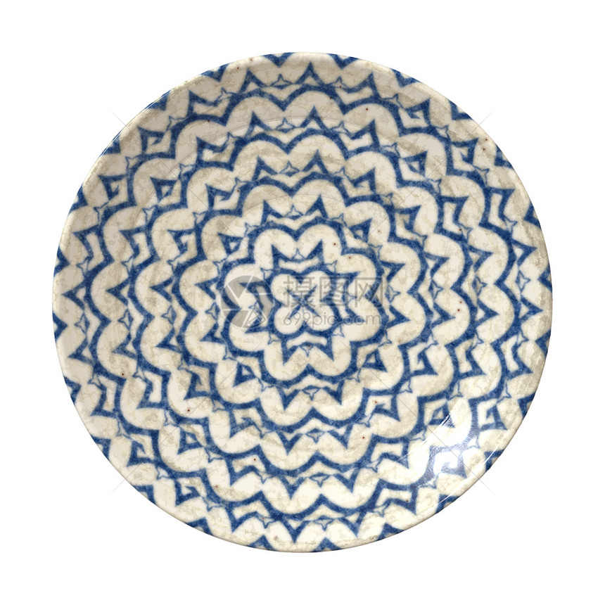 陶瓷板白色古董艺术陶器陶瓷圆形制品展示蓝色盘子图片
