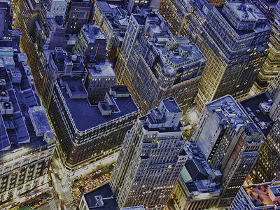纽约市的摩天大楼天际天空金融街道反射市中心全景公园景观交通镇高清图片素材