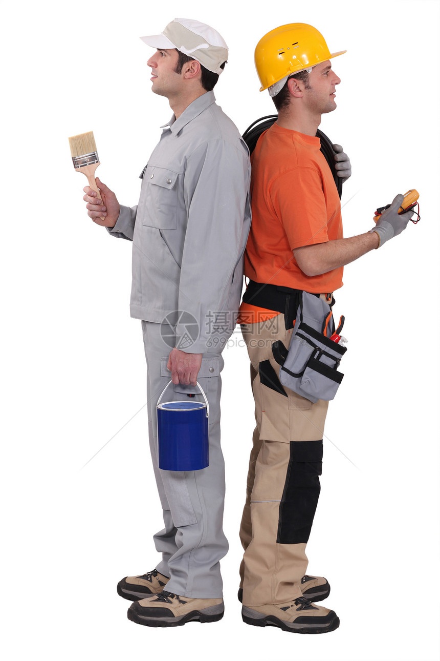 电气和画家电工力量靴子肩带手套工具滚动肩膀男性帽子图片