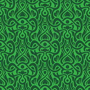 绿色无缝绿模式墙纸丝绸花纹花卉艺术装饰品壁纸插图背景图片