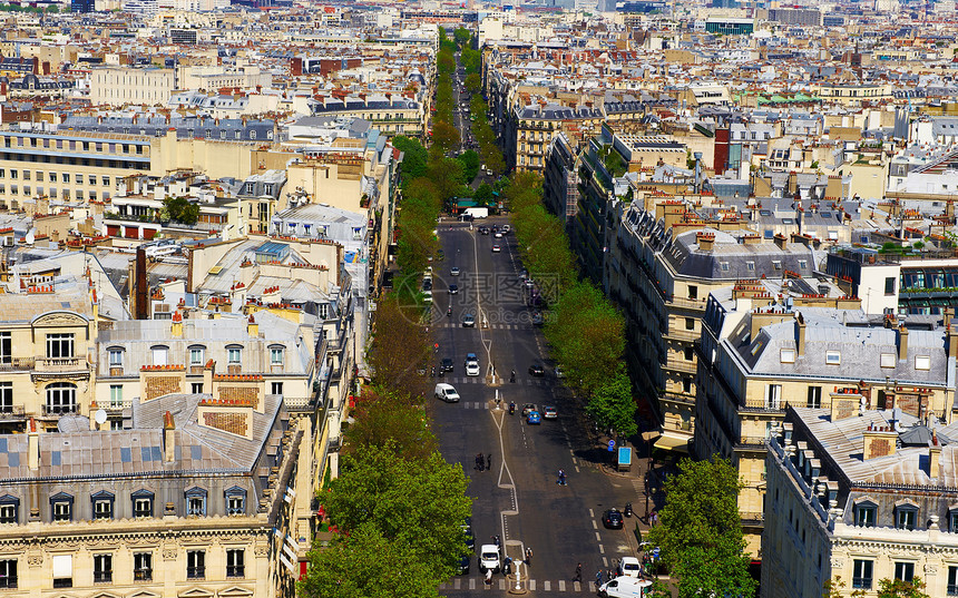 巴黎大道建筑物人行道场景交通地标大都市天线公园街道图片