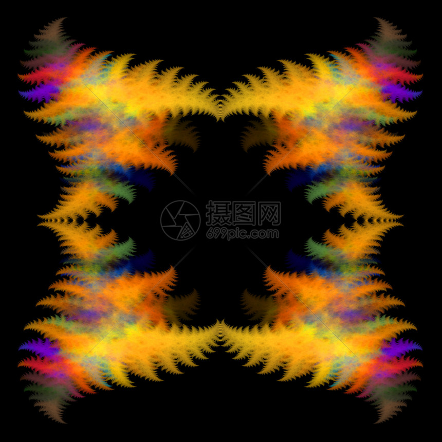 抽象对等分形背景 B橙子技术黑色绿色运动艺术曲线漩涡火焰活力图片