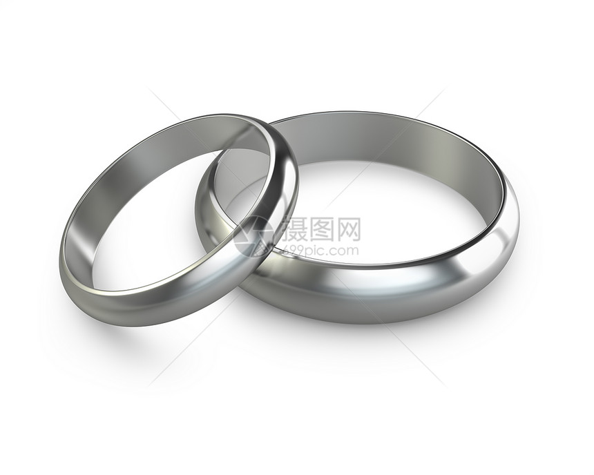 两枚白金结婚戒指图片