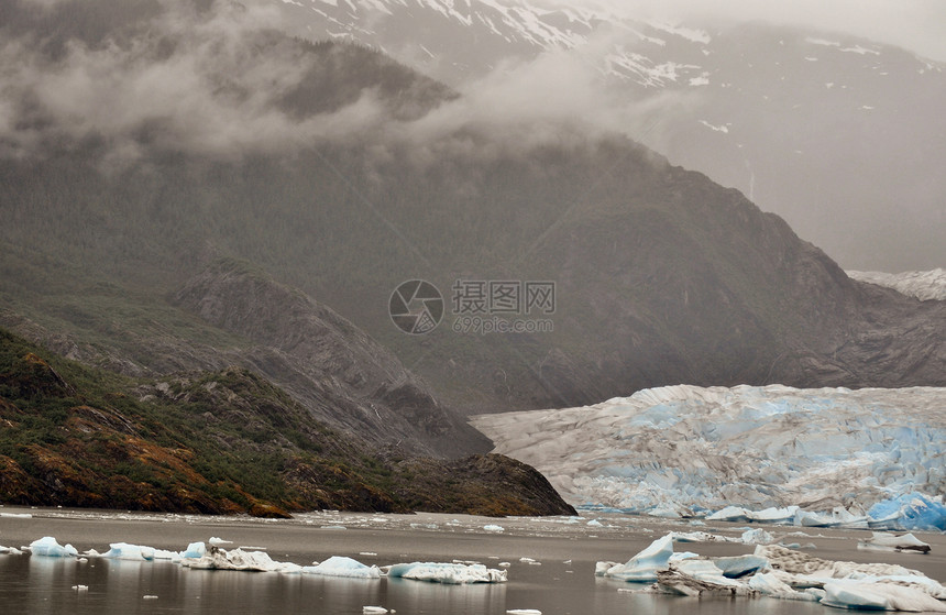 阿拉斯加冰川山脉冰山爬坡丘陵蓝色图片